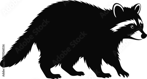 Wallpaper Mural Raccoon silhouette profile wildlife design, forest animal illustration, nocturnal creature symbol, rustic art, nature outline, woodland species, outdoor concept Torontodigital.ca