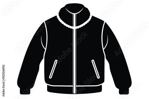 fleece jacket silhouette line art vector illustration