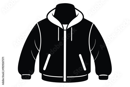 fleece jacket silhouette line art vector illustration