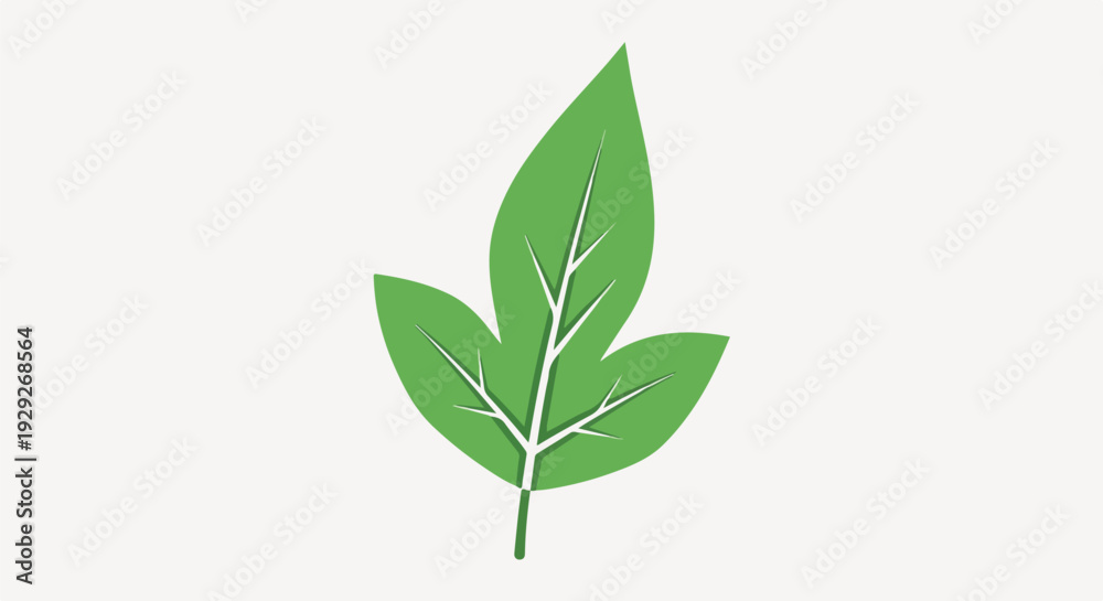 Fototapeta premium A vibrant illustration depicts a simple green leaf shape