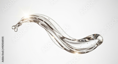 Fluid Dynamics with Hair Care Product Suspended Ribbon of Glossy Liquid and Brilliant Reflections
