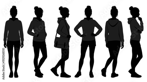 Casual Standing Silhouette Vector with Hoodie