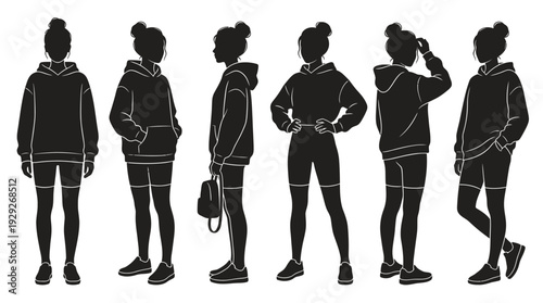 Casual Standing Silhouette Vector with Hoodie