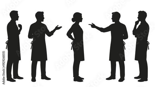Service Staff Silhouette Vector with Aprons