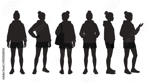 Casual Standing Silhouette Vector with Hoodie