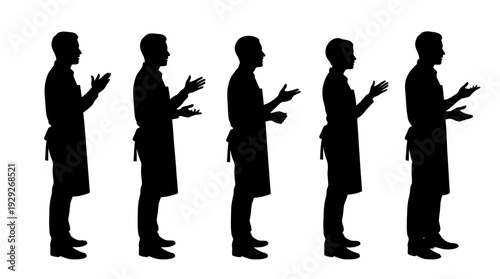 Service Staff Silhouette Vector with Aprons
