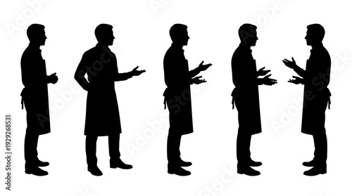 Service Staff Silhouette Vector with Aprons
