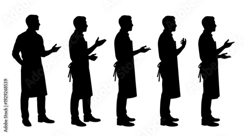 Service Staff Silhouette Vector with Aprons