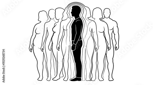 Body Silhouette Vector with Shape Variations