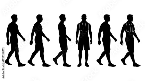 Standing and Walking Silhouette Vector Poses