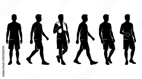 Standing and Walking Silhouette Vector Poses