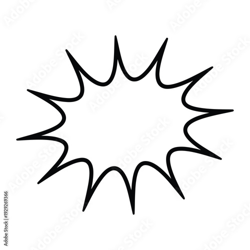 Explosion Silhouette: An outlined explosive burst in stark contrast against a blank backdrop, symbolizing impact, energy, and sudden change.