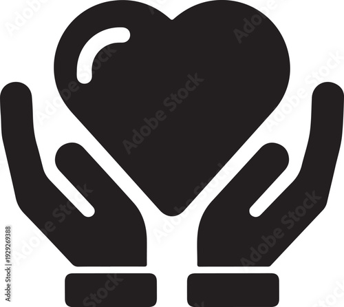 Two hands gently cradling a heart symbolizing love and care isolated on white background, illustration
