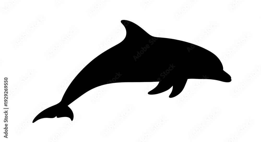Fototapeta premium Black silhouette of a dolphin swimming.