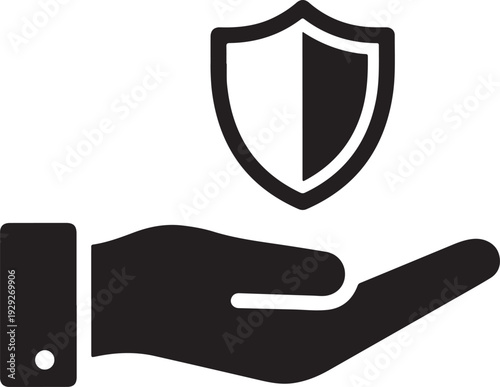 A hand holding a shield symbolizing protection and security. isolated on white background, illustration