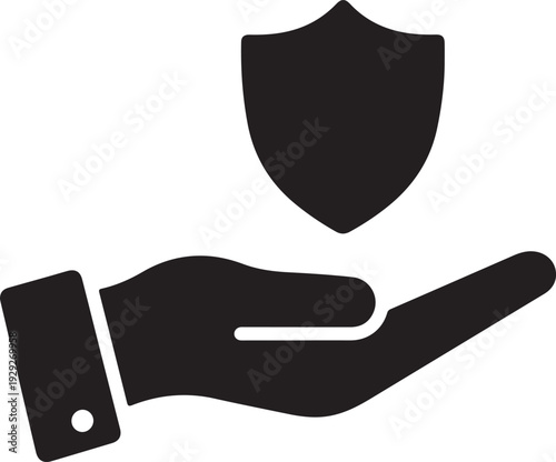 A hand holding a shield symbolizing protection and security. isolated on white background, illustration