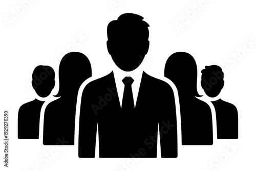 Silhouette of a leader with their team behind them, conveying unity and leadership