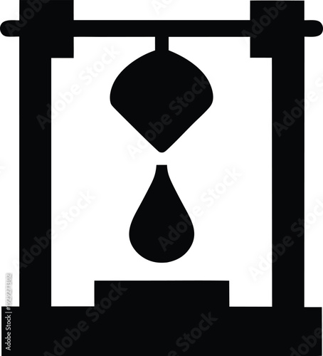 water clock clepsydra drip silhouette vector illustration on transparent background