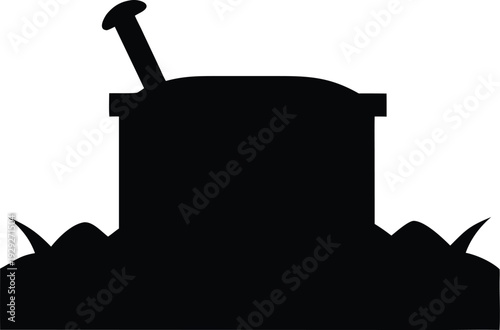 time capsule buried box silhouette vector illustration on transparent background