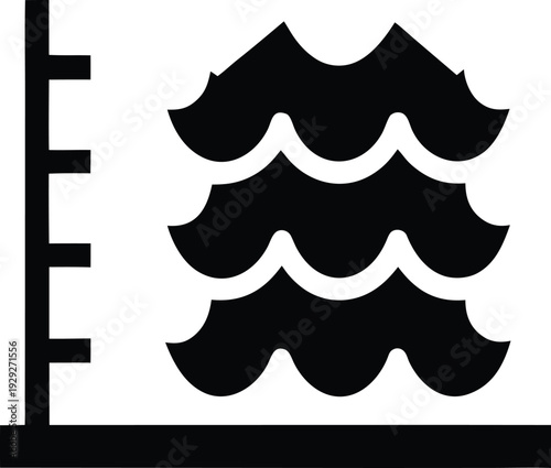 tide chart wave pattern silhouette vector illustration on transparent background