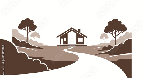Illustration of a House on a Road.