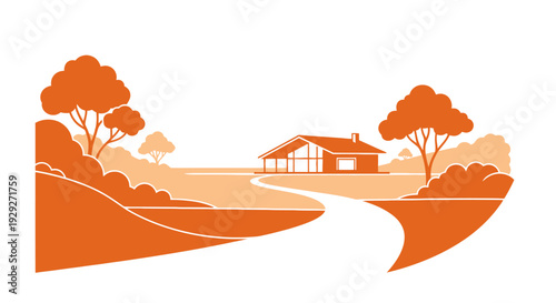 Illustration of a House with Trees.