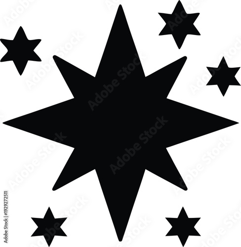 polaris north star marked silhouette vector illustration on transparent background