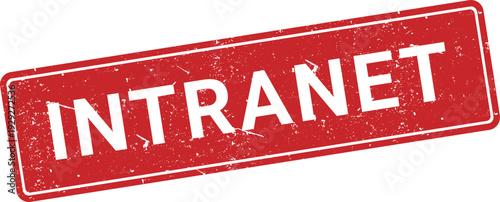 red grunge rectangular stamp with intranet text isolated on white background for corporate internal network