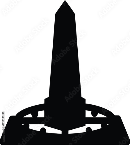 obelisk shadow sundial silhouette vector illustration on transparent background