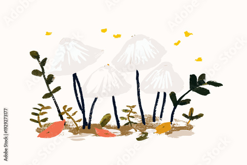 Underground Mycelium Network Linking Forest Mushrooms