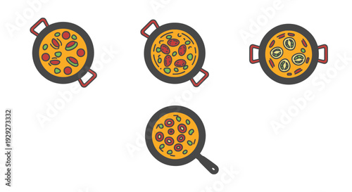 Paella Pan Line art abstract vivid tone