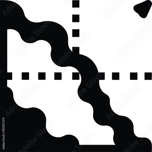 marine chart coastline silhouette vector illustration on transparent background