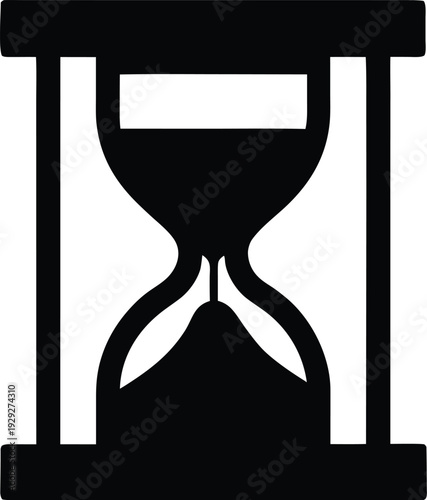 hourglass with sand mid flow silhouette vector illustration on transparent background