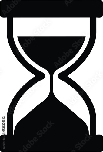 hourglass with sand mid flow silhouette vector illustration on transparent background