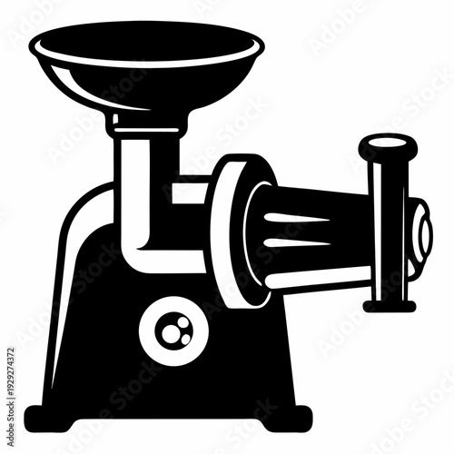 Vintage manual meat grinder kitchen tool illustration black and white design