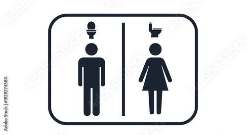 Public Restroom Signage for Male and Female Facilities Indicating Separate Entrances