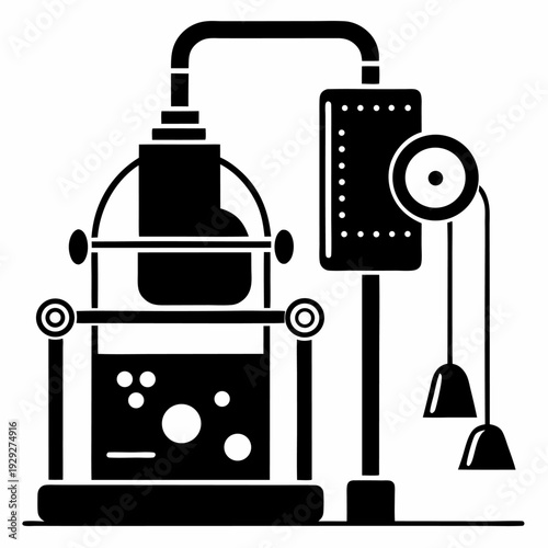 Vintage scientific apparatus laboratory equipment retro chemistry experiment illustration
