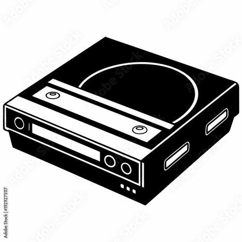 Vintage vcr player retro technology home entertainment device 80s 90s nostalgia black and white illustration