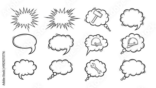 Speech Bubble Collection: A diverse collection of speech bubble graphics, ready for your communication needs, conveying thoughts, ideas and dialogues.
