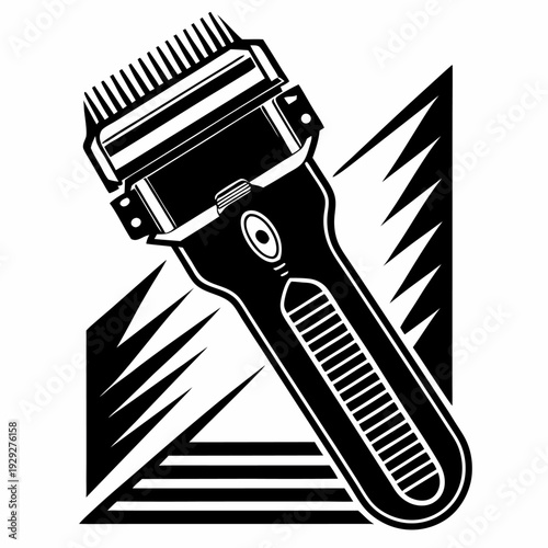 Stylish electric hair clipper razor shaver grooming tool black and white design