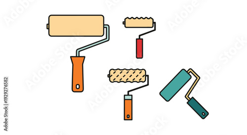 Paint Roller Line clean bright color illustration