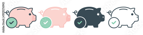 Piggy Bank with Checklist Icon. Financial Planning and Savings Validation. Vector Illustration