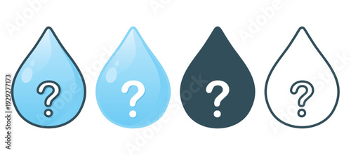 Water Drop with Question Mark Icon. Vector Illustration
