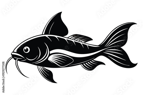 corydoras catfish silhouette line art vector illustration