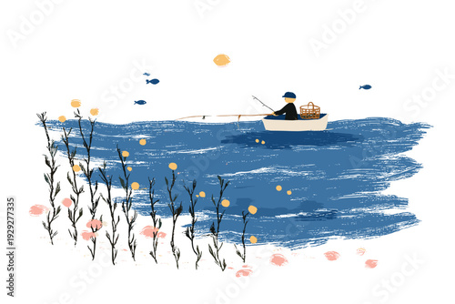 Underwater Kelp Farm Harvest Scene Illustration