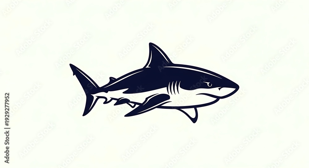 Fototapeta premium Shark illustration on white background.