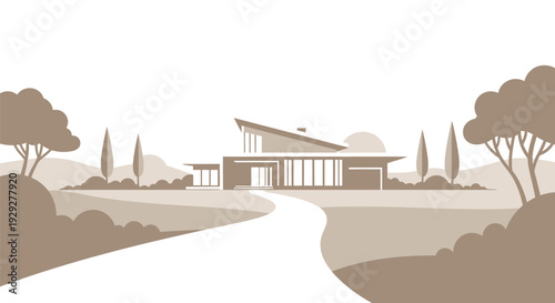 Modern Minimalist House with Large Windows.