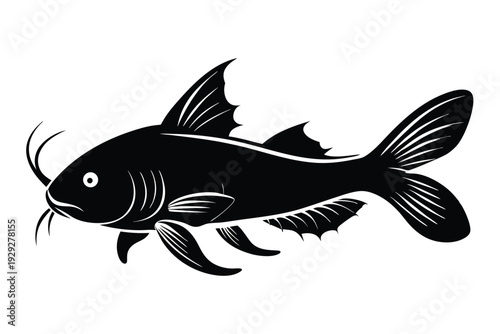 corydoras catfish silhouette line art vector illustration