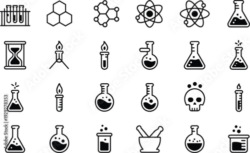 Black and white chemistry laboratory science test tubes chemistry, laboratory, black and white, science, test tubes, beakers, flasks, atoms, molecules, hourglass, skull, mortar and pestle, fire, black