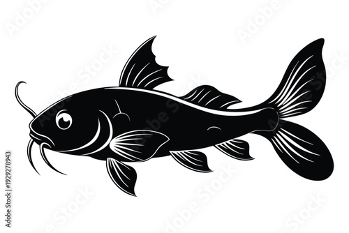 corydoras catfish silhouette line art vector illustration